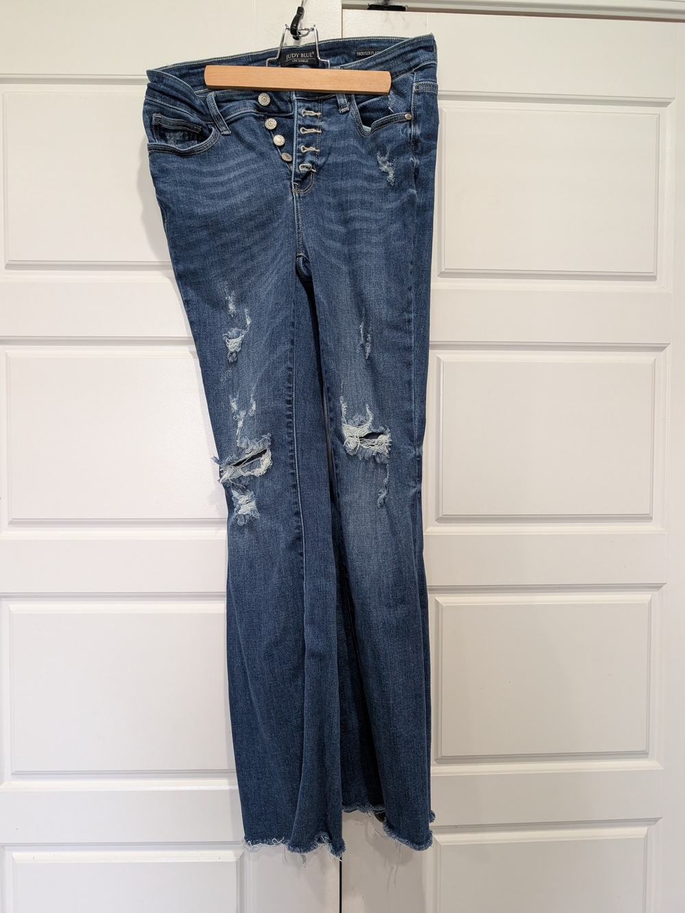 Judy Blue Trouser Flare Distressed Jeans 7/28